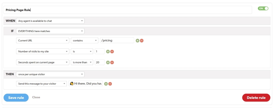 Automation Rule -- Visitor Message