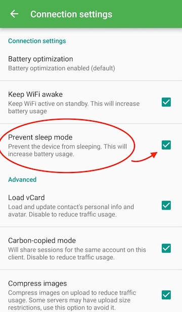 Xabber - Prevent Sleep Mode