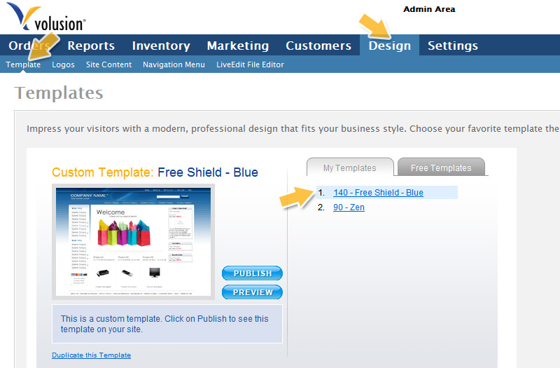 Volusion Screen View 1