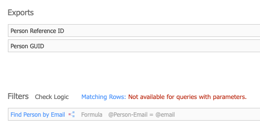 Exports query with Person Reference ID and Person GUID