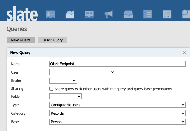 Queries Page in Slate