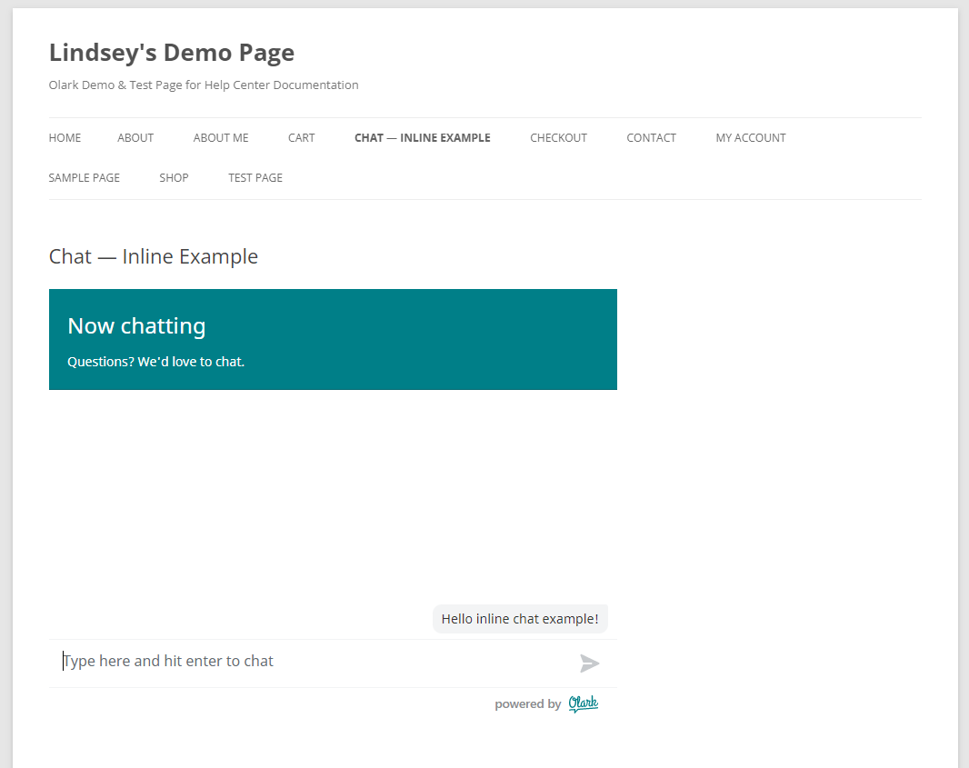Inline Chatbox Example