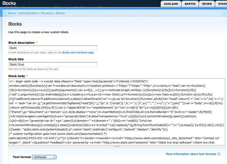 Image of a new drupal block