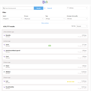 Chat Transcripts Screenshot