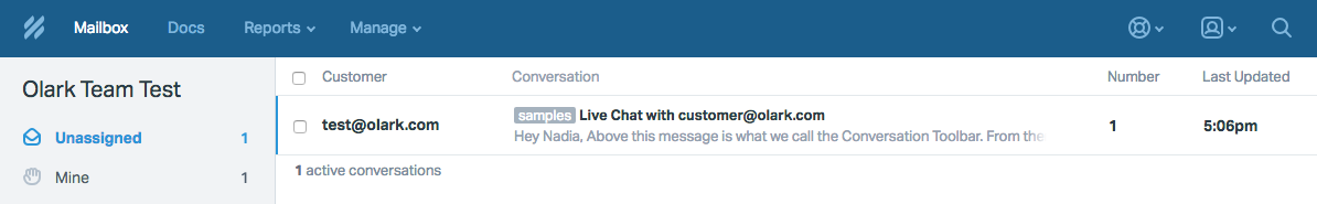 What a chat looks like in helpscout