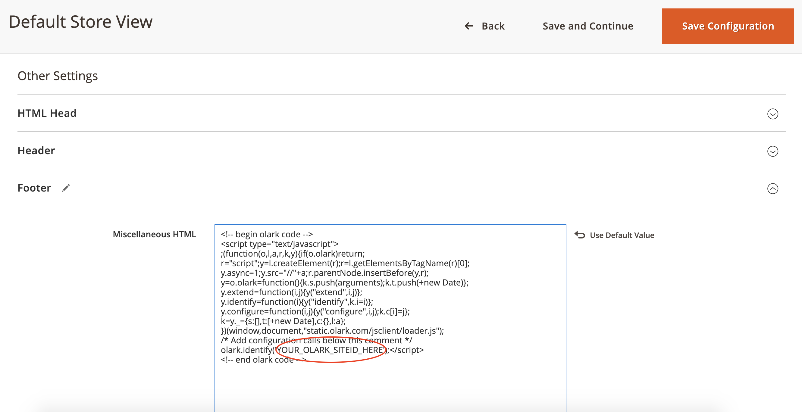 Magento 2 install code section