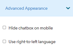 Screenshot of RTL Options on Design Page