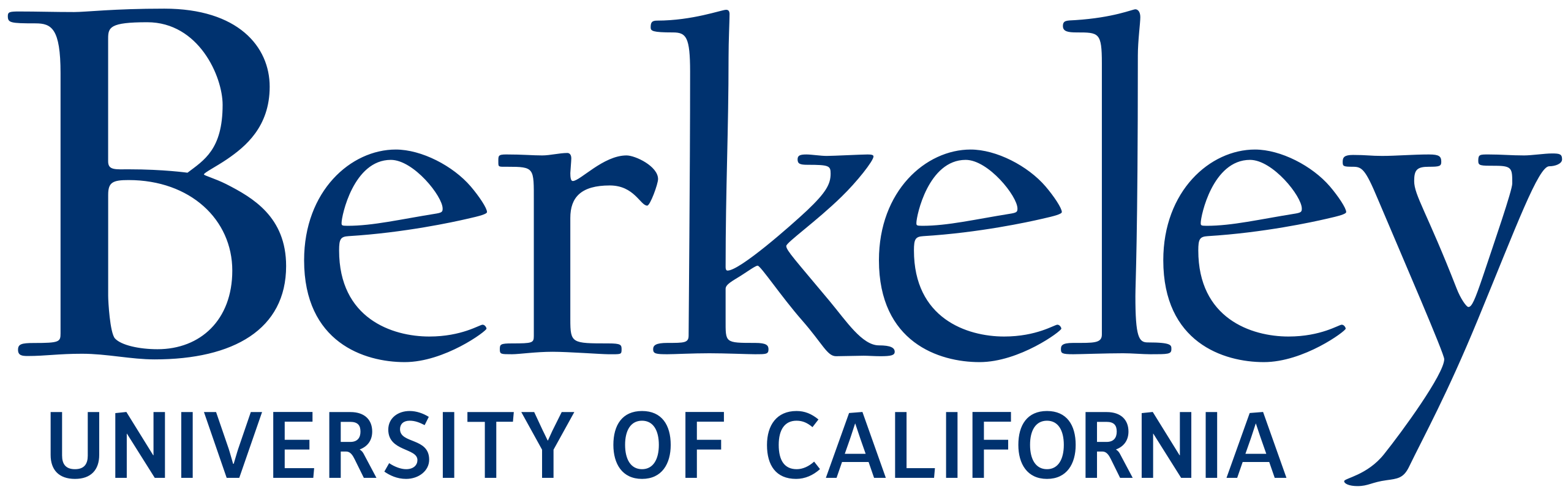 The logo for University of California, Berkeley. The school name is spelled out in navy on a white background.