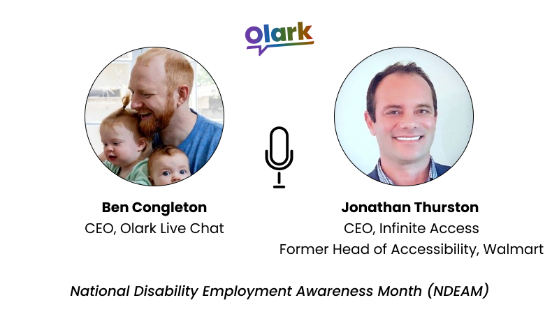 Video thumnail shows headshots of Ben Congleton, Olark CEO and Johnathan Thurston, Infinite Access CEO. 