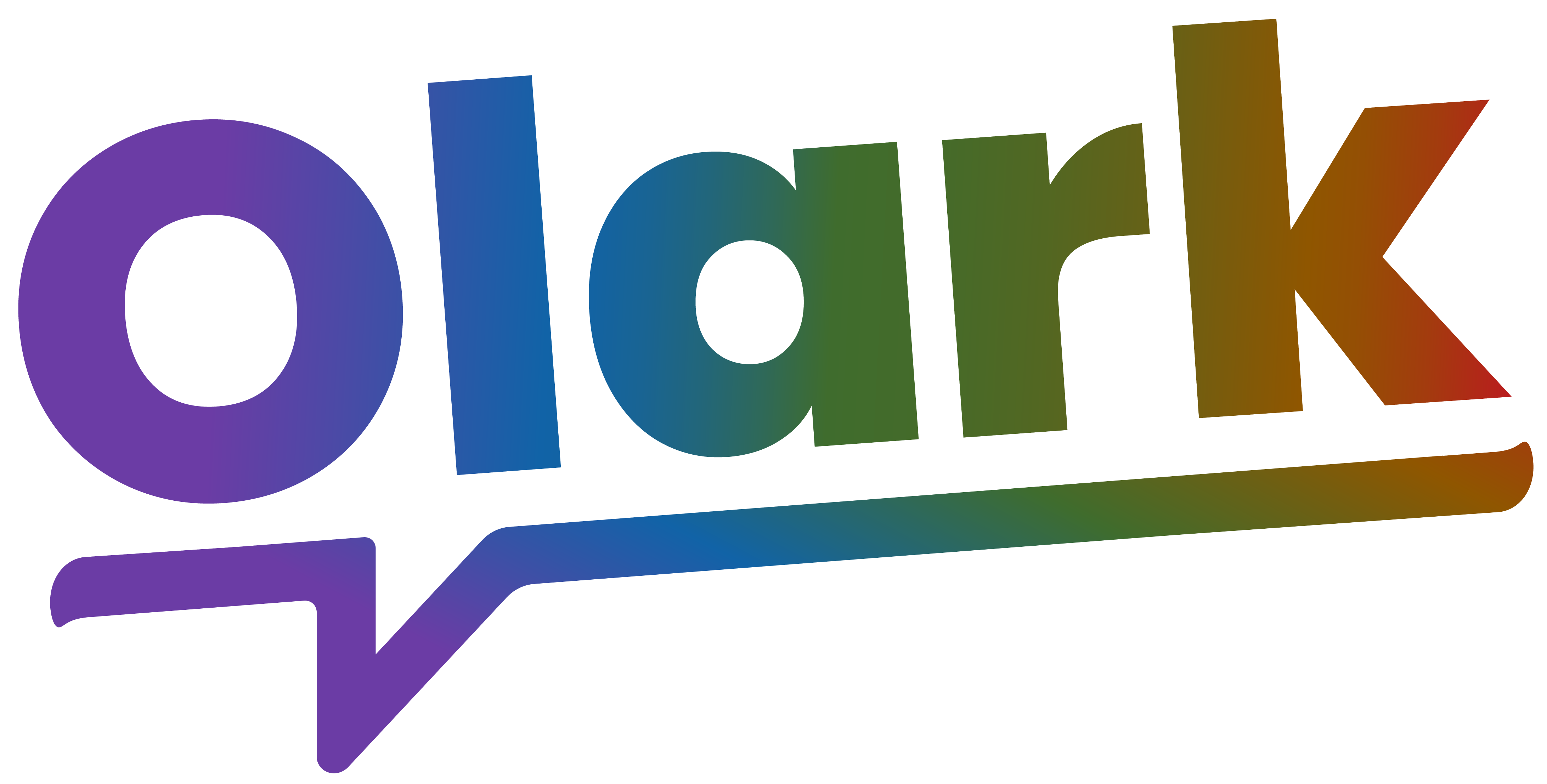 Olark's company logo. The word Olark is spelled out in rainbow colors.